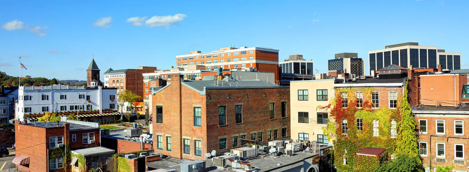 aerial picture of downtown morristown, new jersey