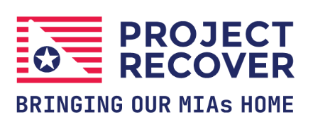patriotic colors and font of the Project Recover logo with an american flag