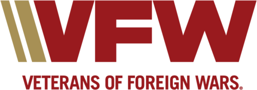 Veterans of Foreign Wars logo in deep red and gold font