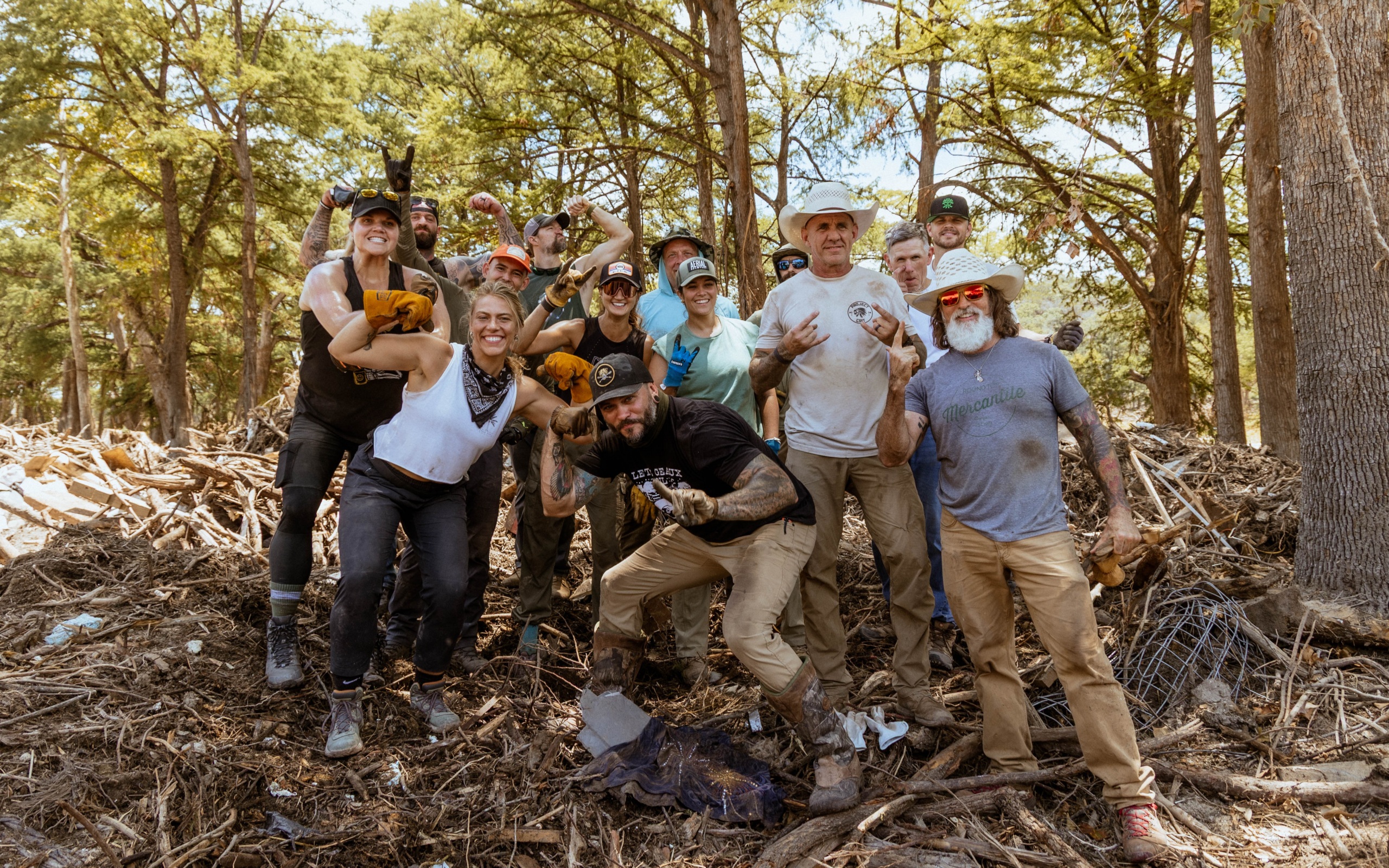 Group of a dozen Brickyard members doing clean up in Kerrville Texas after the flooding